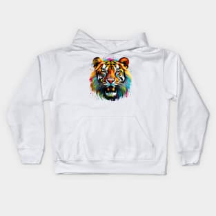 Vibrant Tiger Muzzle: Digital Art for Diverse Mediums Kids Hoodie